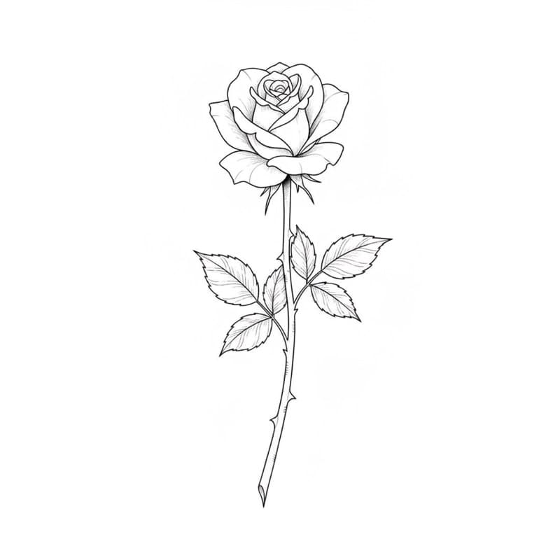 Generated fine line rose tattoo design
