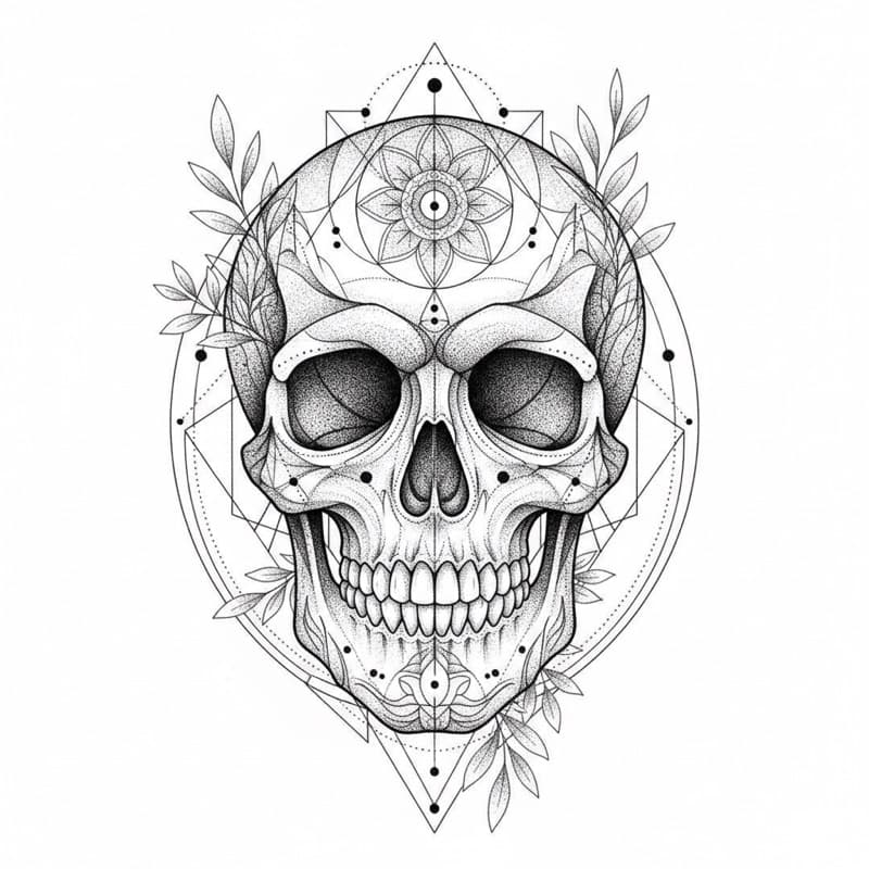 Generated geometric skull tattoo design