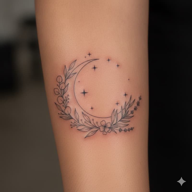 Fine line tattoo preview on skin for placement planning