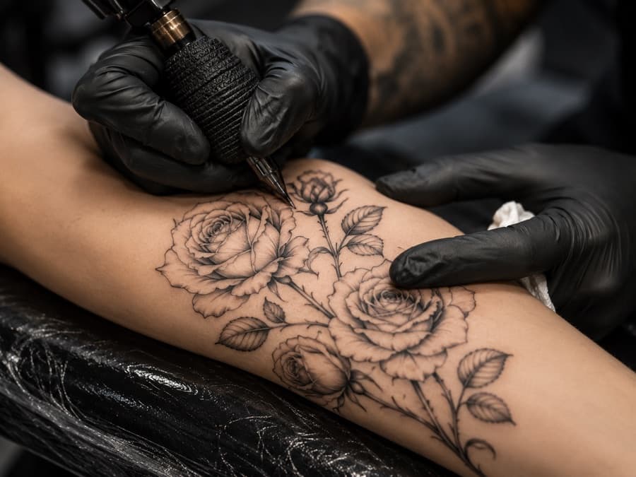 Tattoo being inked on an arm