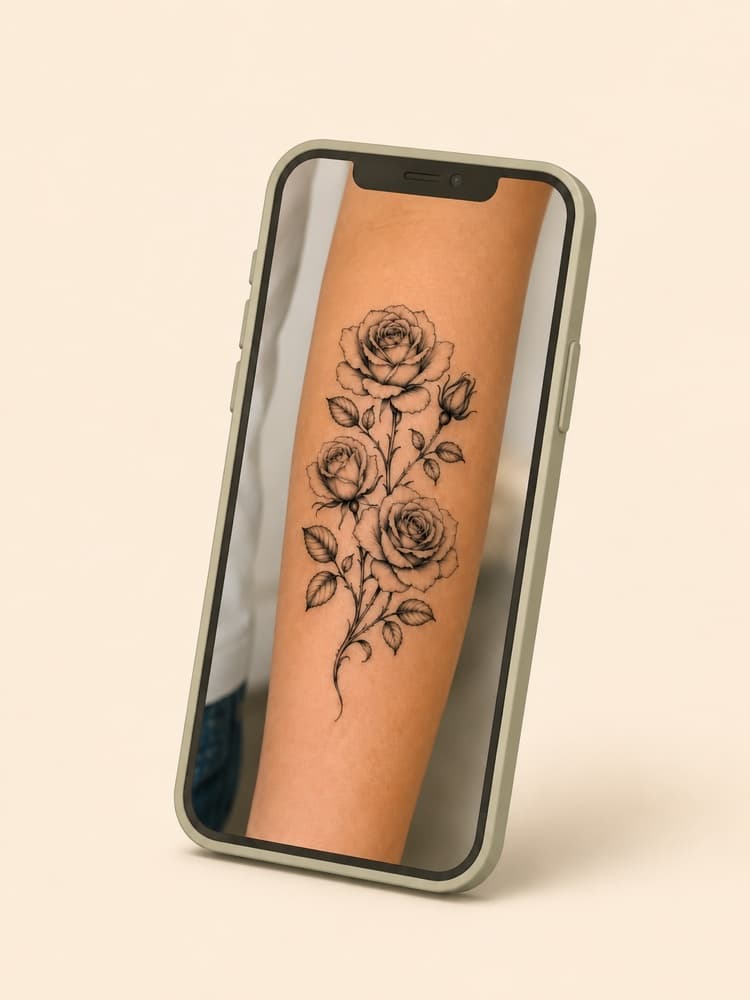 Tattoo previewed on a phone