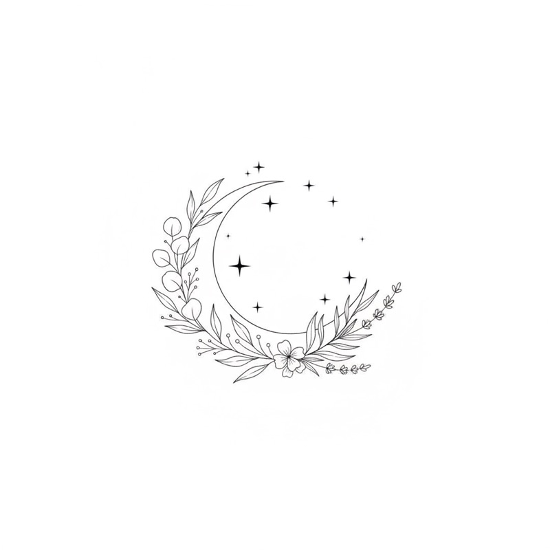 crescent moon & botanicals