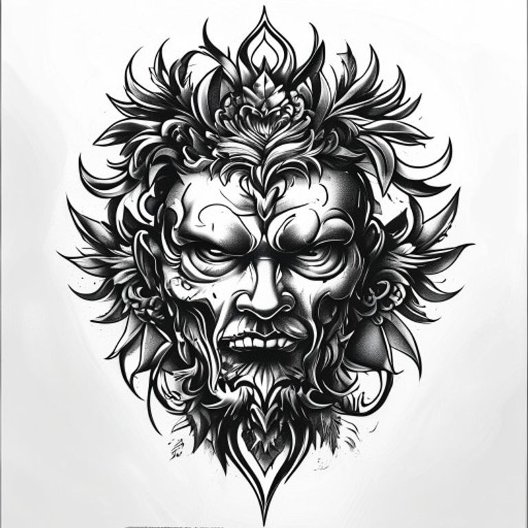 999 tattoo design, bold blackwork style