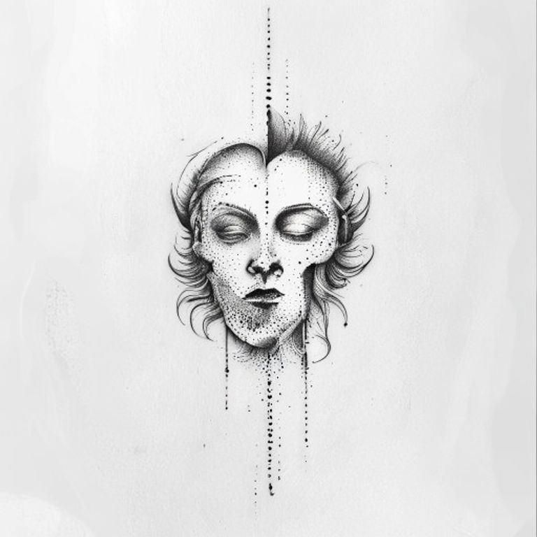 Amor Fati tattoo design — dotwork shading style