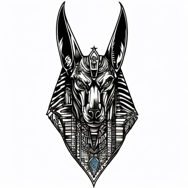 Anubis tattoo design — neo-traditional color style