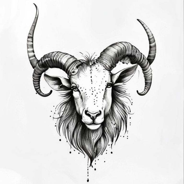 Capricorn tattoo design — dotwork shading style