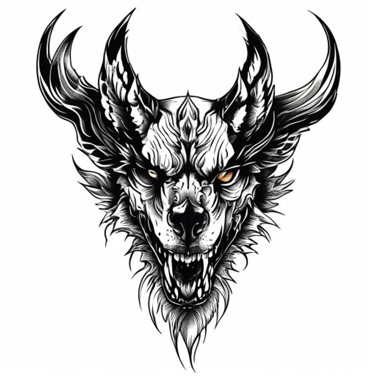 Cerberus tattoo design — neo-traditional color style