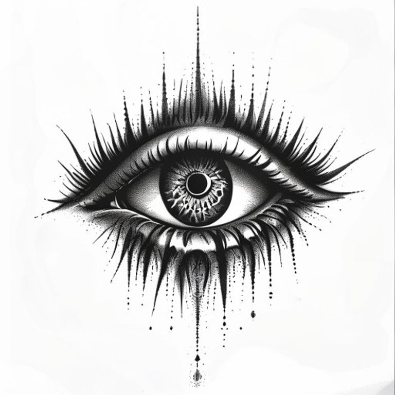 Evil Eye tattoo design — dotwork shading style