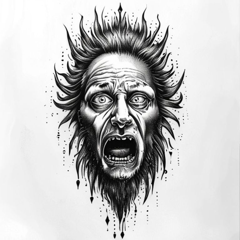 Fear God tattoo design — dotwork shading style