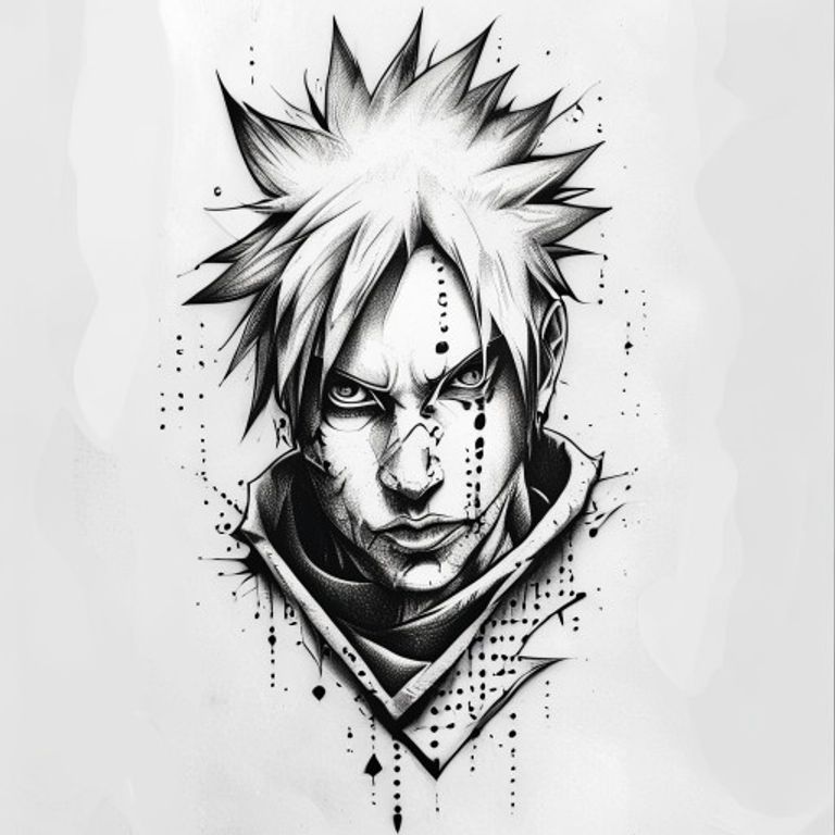 Gaara tattoo design, dotwork shading style