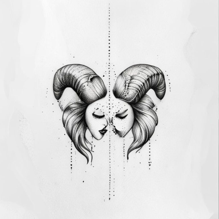 Gemini tattoo design, dotwork shading style