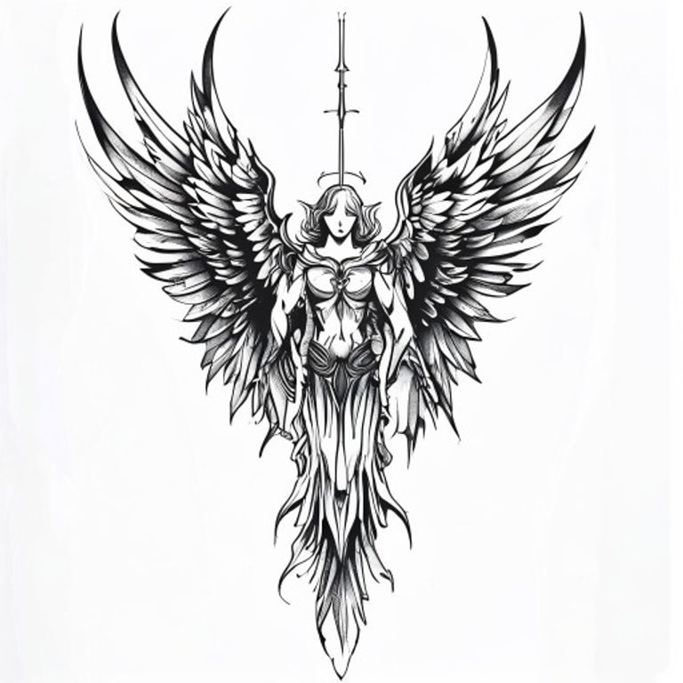 Guardian Angel tattoo design — neo-traditional color style