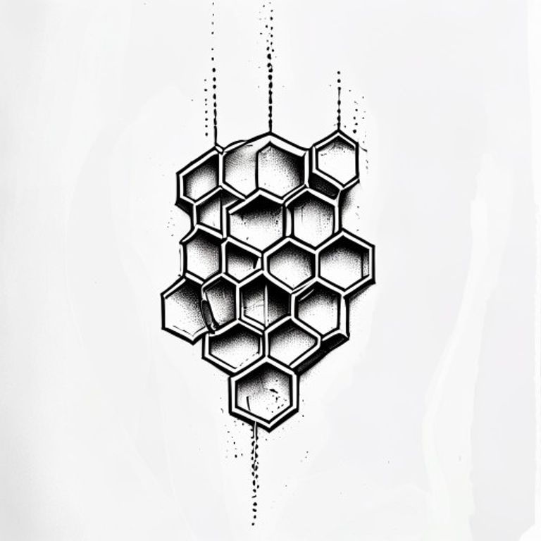 Honeycomb tattoo design, neo-traditional color style