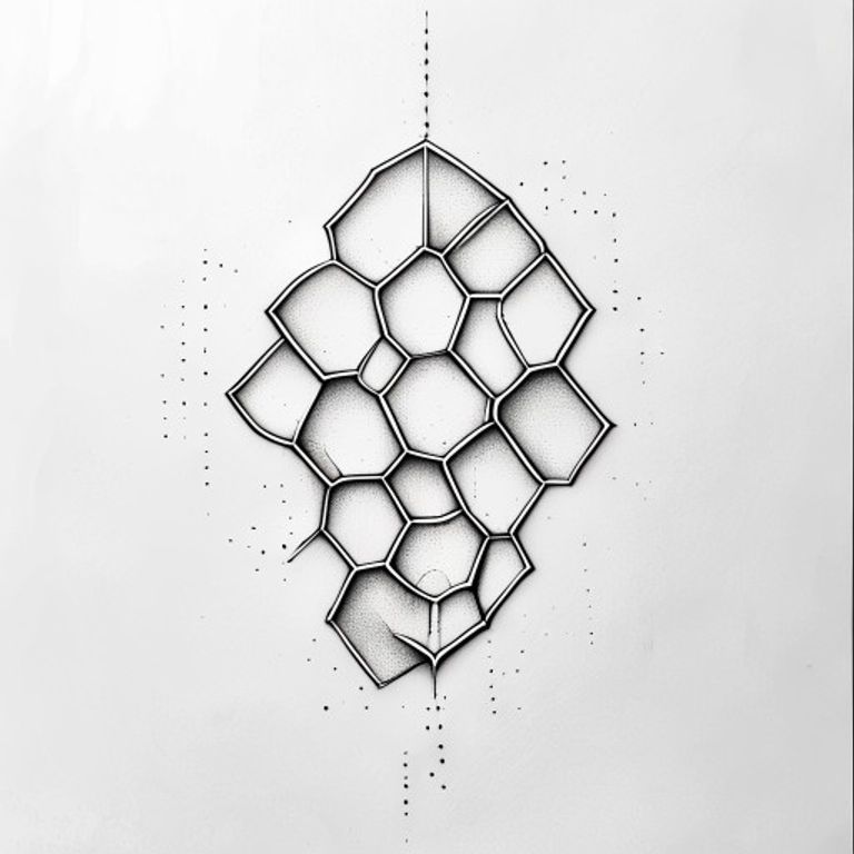 Honeycomb tattoo design, dotwork shading style