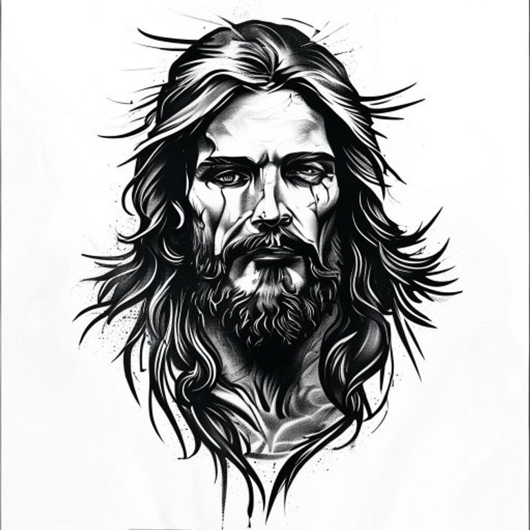 Jesus tattoo design — bold blackwork style