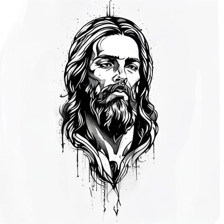 Jesus tattoo design — neo-traditional color style