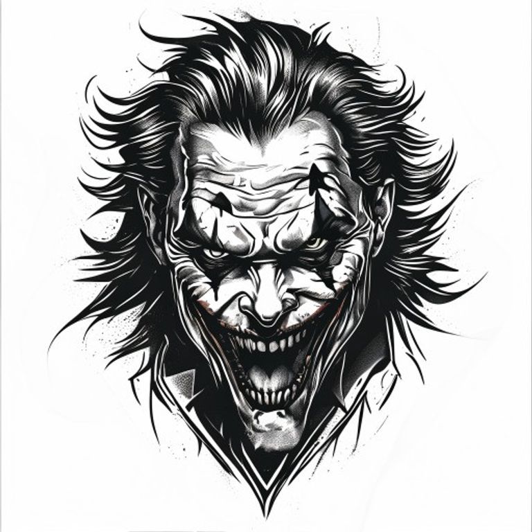 Joker tattoo design — bold blackwork style