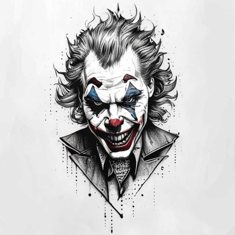 Joker tattoo design — dotwork shading style