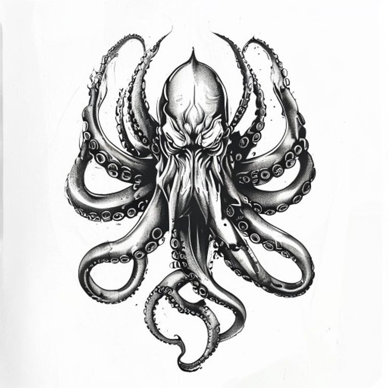 Kraken tattoo design — neo-traditional color style