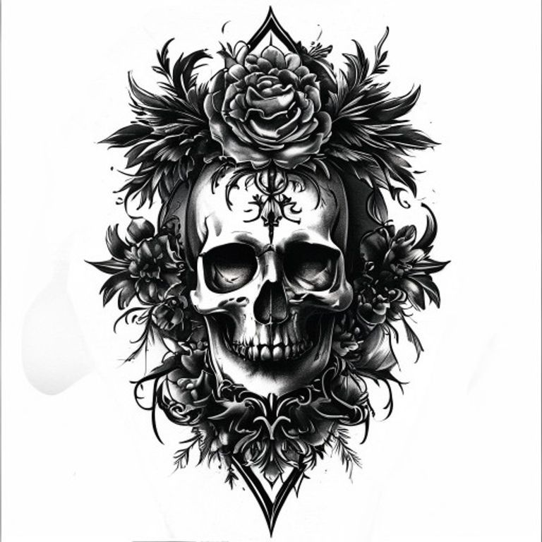 Memento Mori tattoo design — bold blackwork style
