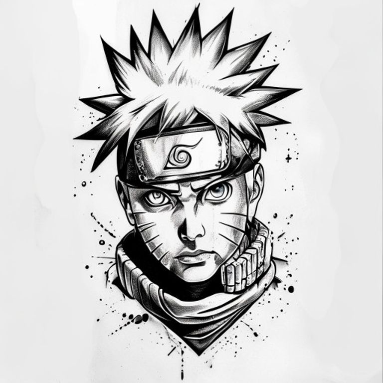 Naruto tattoo design — dotwork shading style