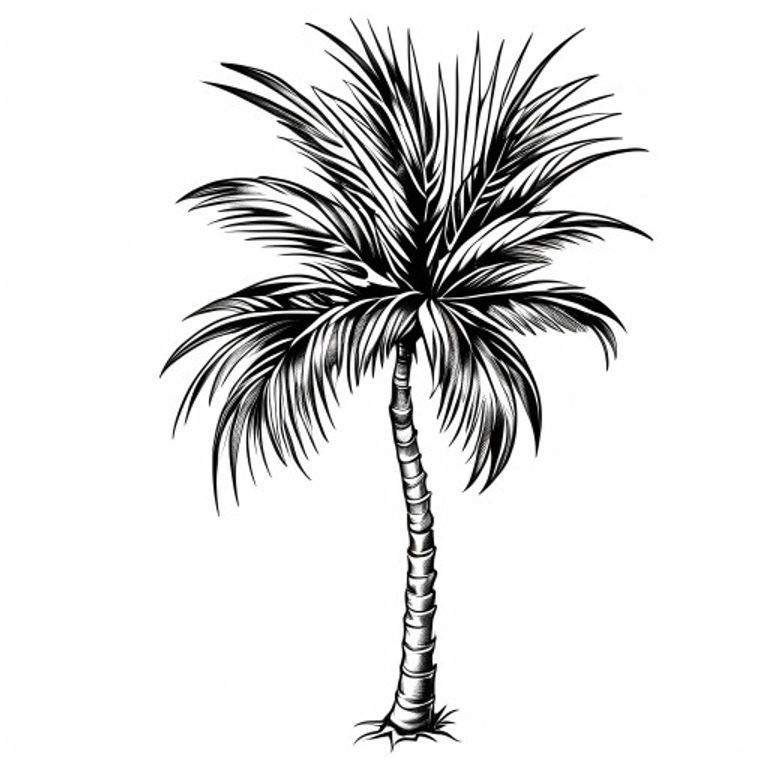 Palm Tree tattoo design — neo-traditional color style