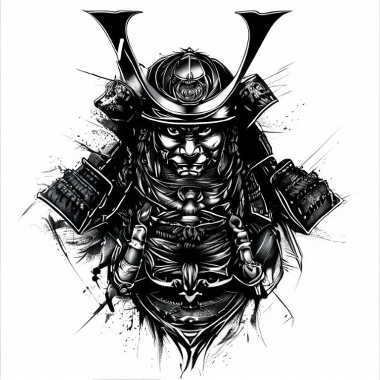 Samurai tattoo design — bold blackwork style