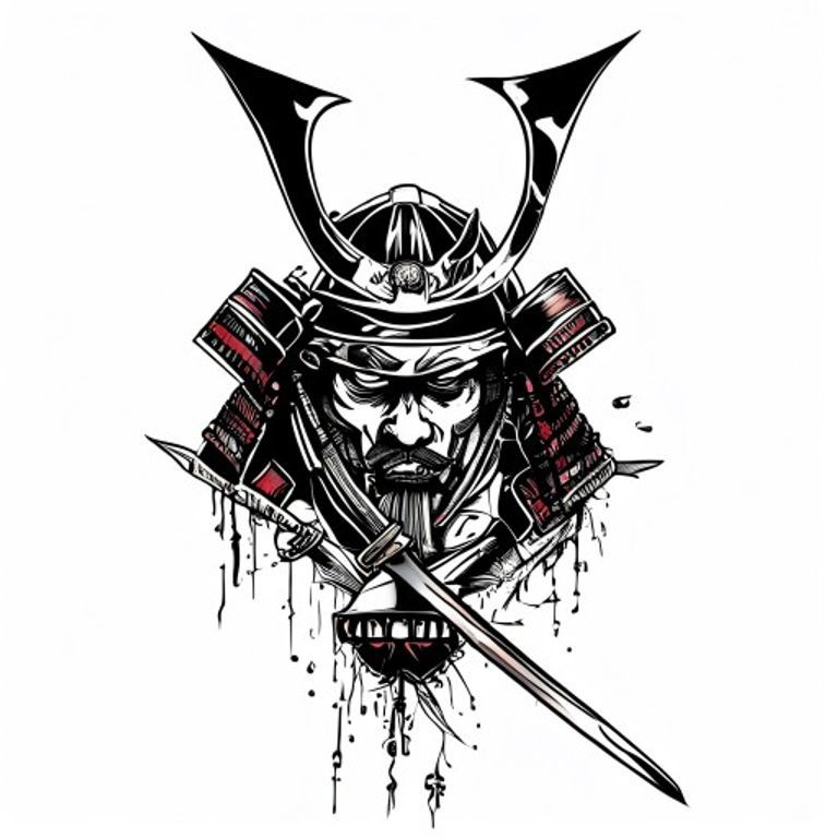 Samurai tattoo design — neo-traditional color style