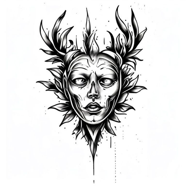Trust No One tattoo design, fine line black ink style