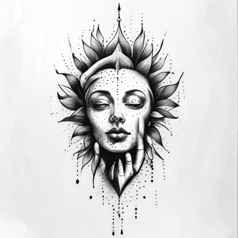 Trust No One tattoo design, dotwork shading style