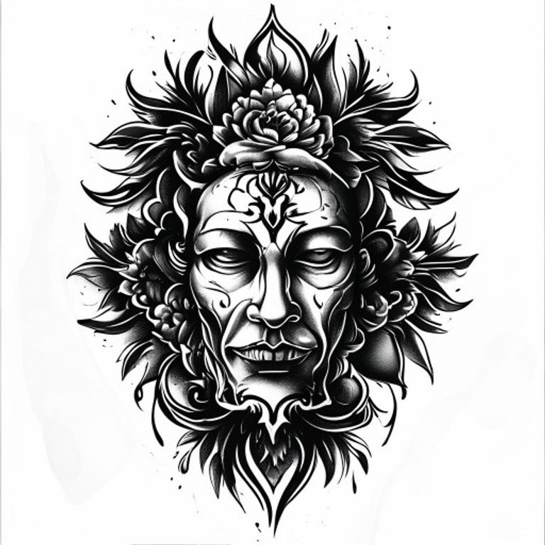 Tutto Passa tattoo design, bold blackwork style