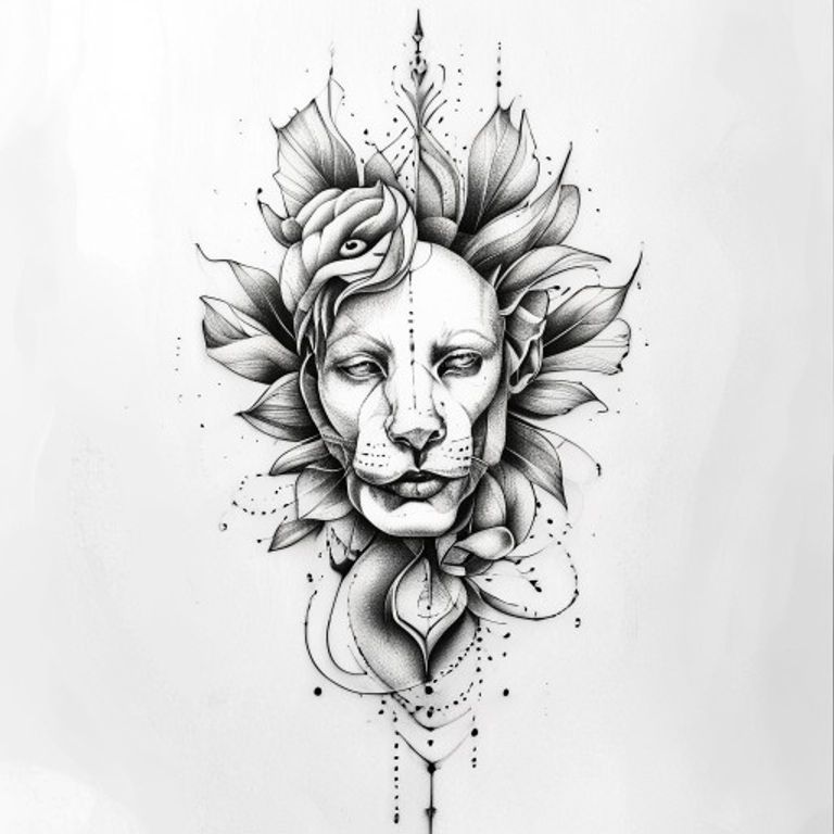 Tutto Passa tattoo design, dotwork shading style