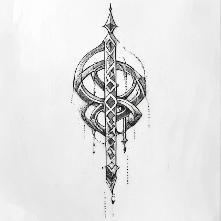 Vegvisir tattoo design, dotwork shading style