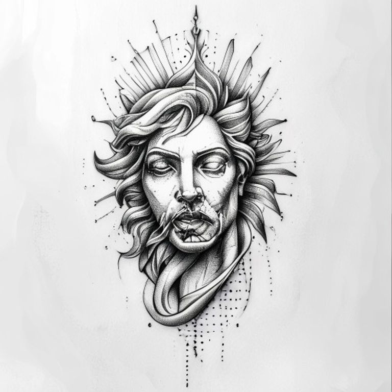 Veni Vidi Vici tattoo design — dotwork shading style