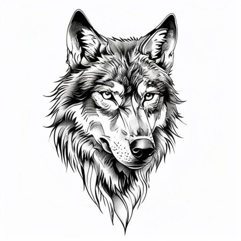 Wolf tattoo design — neo-traditional color style
