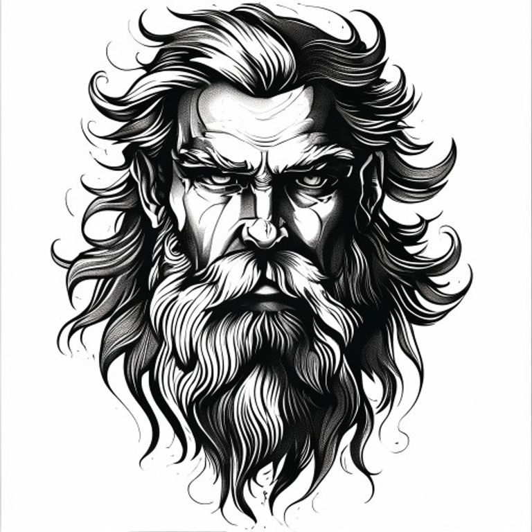 Zeus tattoo design — bold blackwork style